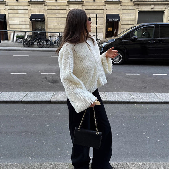Damen kuschelige Teddyjacke mit weiten Ärmeln und stylischem Schnitt R&B