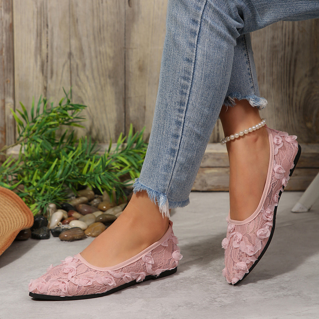 Damen Ballerinas mit floraler Spitze und eleganten Details R&B