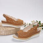 Damen Wedge-Sandalen mit elegantem Lochmuster und komfortabler Fußbettung R&B