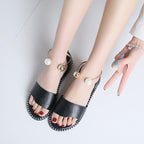 Damen Riemensandalen mit elegantem Perlenschmuck und bequemem Fußbett R&B