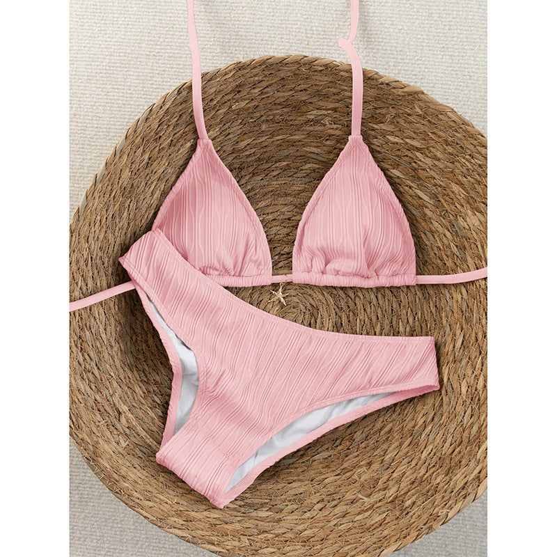 Damen Triangel-Bikini mit strukturierter Oberfläche und verstellbaren Trägern R&B