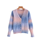 Damen Farbverlauf Strickjacke mit originellem Rippdesign R&B