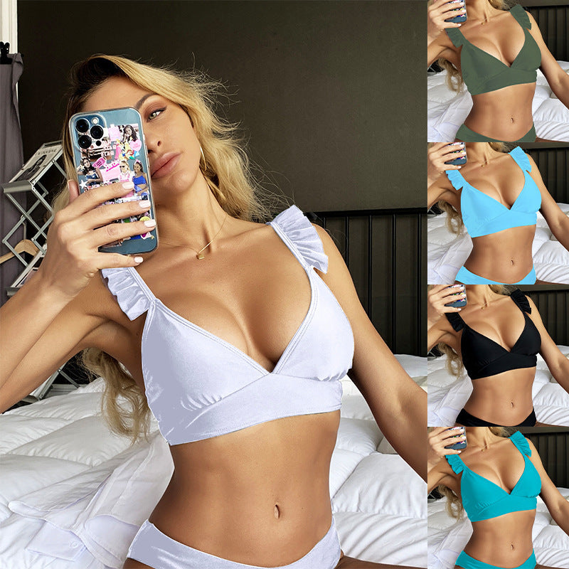 Damen Triangel-Bikinioberteil mit Rüschendetails R&B