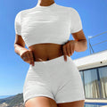 Damen Sportliches Crop-Top und kurze Shorts Set