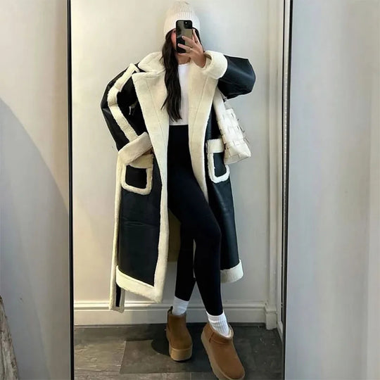 Damen Modischer Langmantel mit Kuschelfutter R&B