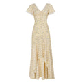 Damen Maxikleid mit romantischem Blumenmuster und verspieltem V-Ausschnitt R&B