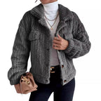 Damen Flauschige Oversize-Jacke mit strukturiertem Fleece