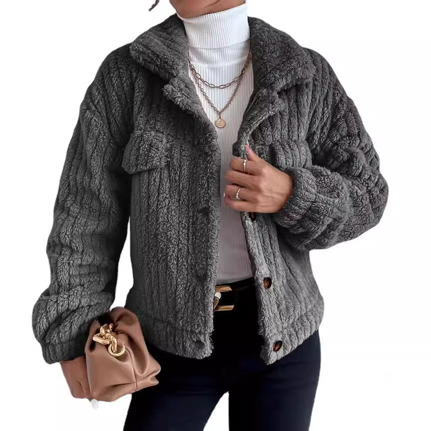Damen Flauschige Oversize-Jacke mit strukturiertem Fleece