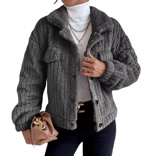 Damen Flauschige Oversize-Jacke mit strukturiertem Fleece R&B