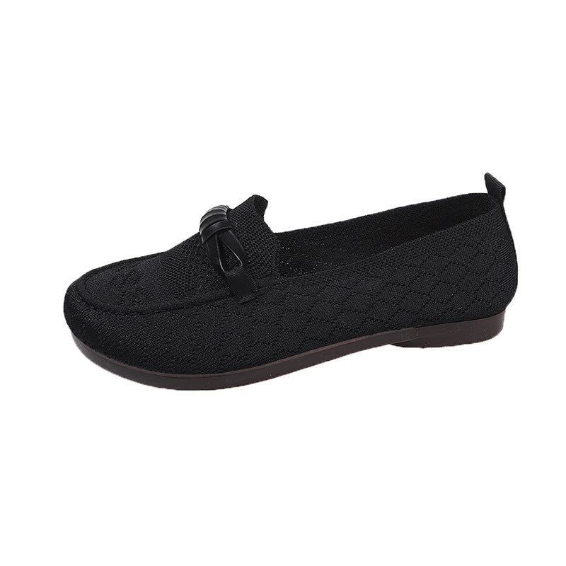 Damen Flache Mokassins mit elastischem Obermaterial und dekorativem Schleifen-Detail R&B