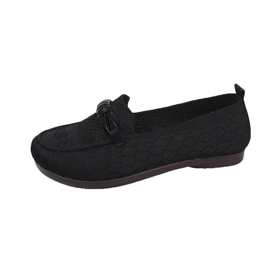 Damen Flache Mokassins mit elastischem Obermaterial und dekorativem Schleifen-Detail R&B