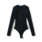 Damen Langarm Bodysuit mit strukturiertem Design
