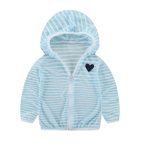 Unisex nan leichte gestreifte Kapuzenjacke mit Reißverschluss für Babys und Kleinkinder R&B