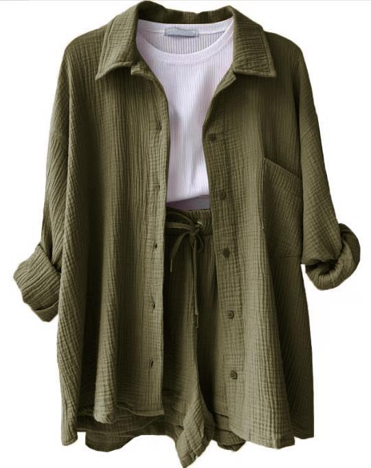 Damen lässige Oversized-Hemdjacke mit Gürtel R&B