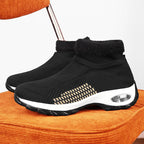 Damen High-Top Sport-Sneaker mit atmungsaktivem Strickoberteil und isolierendem Futter