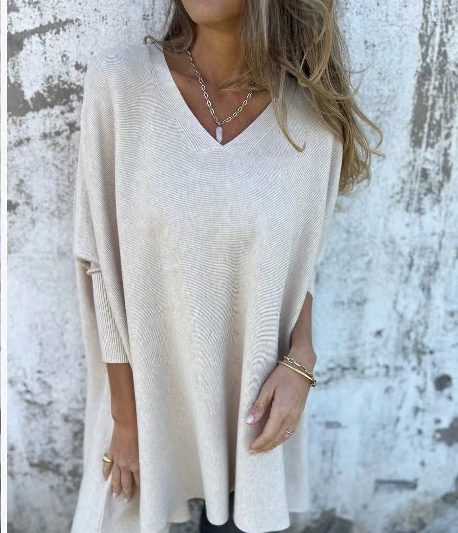 Damen V-Ausschnitt Oversized Pullover R&B