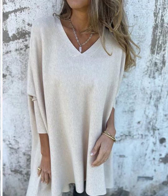 Damen V-Ausschnitt Oversized Pullover R&B