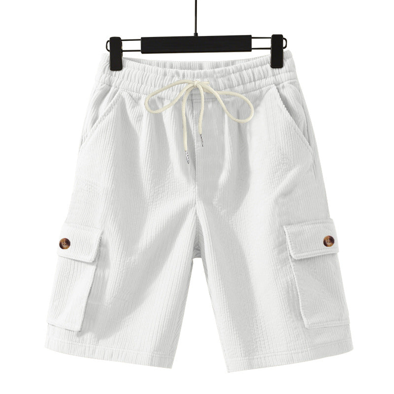 Herren nan Cord-Cargo-Shorts mit elastischem Tunnelzugbund, aufgesetzten Cargotaschen und weichem Baumwollmix R&B