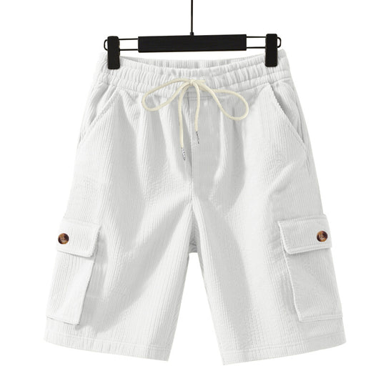 Herren nan Cord-Cargo-Shorts mit elastischem Tunnelzugbund, aufgesetzten Cargotaschen und weichem Baumwollmix R&B