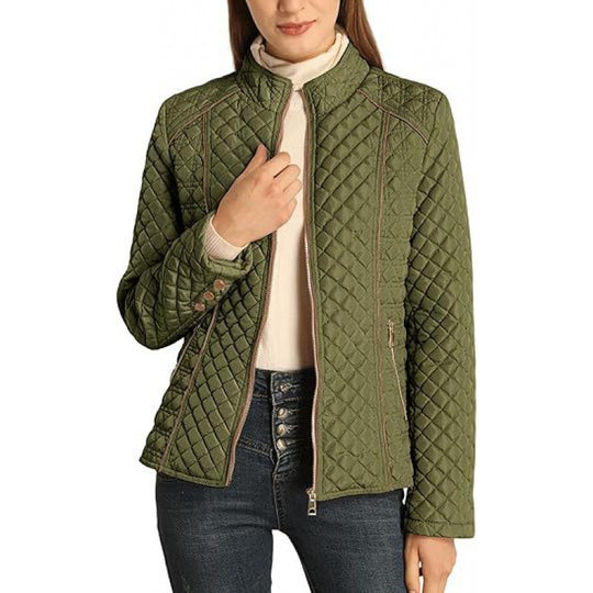 Damen gesteppte Freizeitjacke mit hohem Kragen R&B