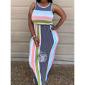 Damen Maxikleid mit farbenfrohem Streifenmuster und figurbetonendem Schnitt R&B