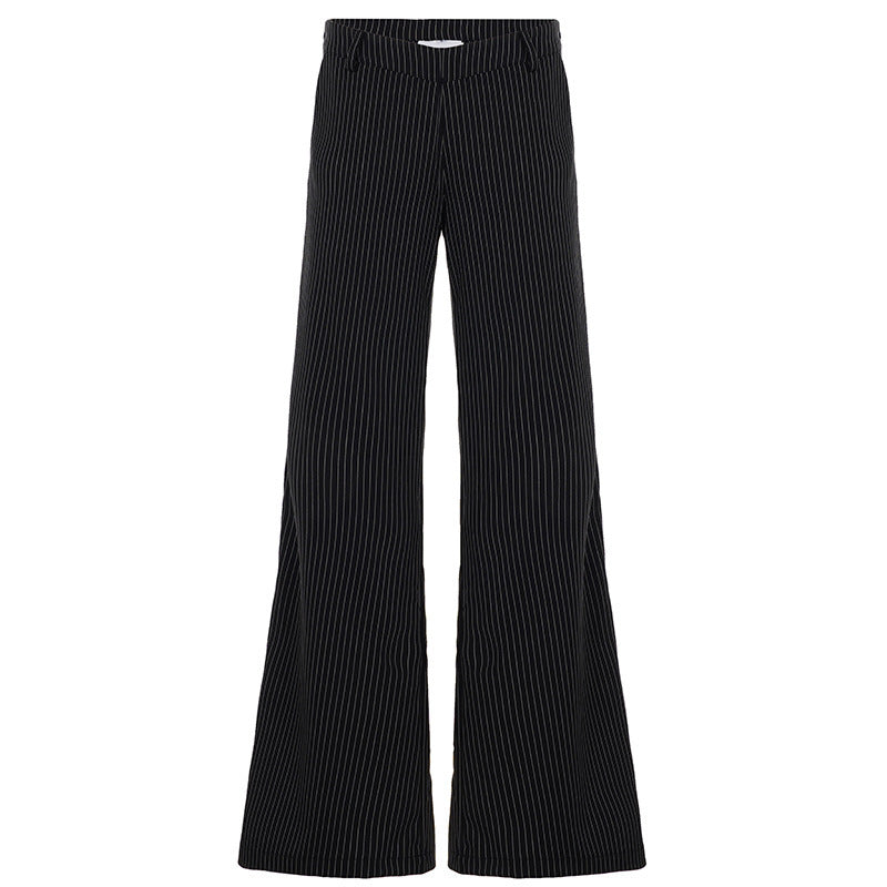 Damen elegante Schlaghose mit vertikalen Streifen R&B