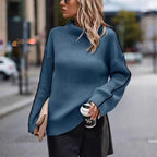 Damen Strickpullover mit elegantem Rollkragen und modischen Ärmelöffnungen R&B