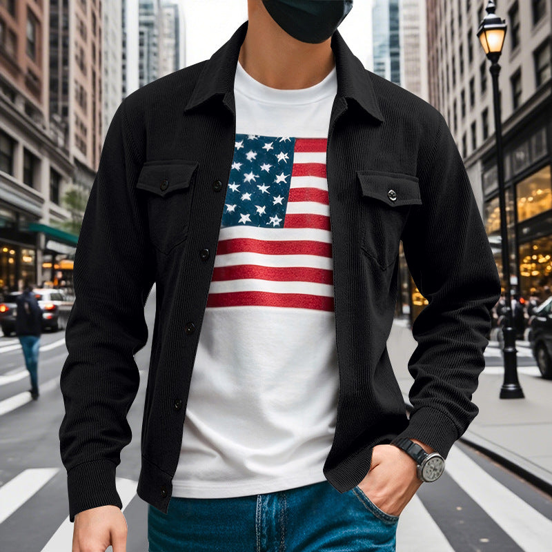 Herren lässige Oberhemdjacke mit funktionalen Taschen und strukturiertem Design R&B