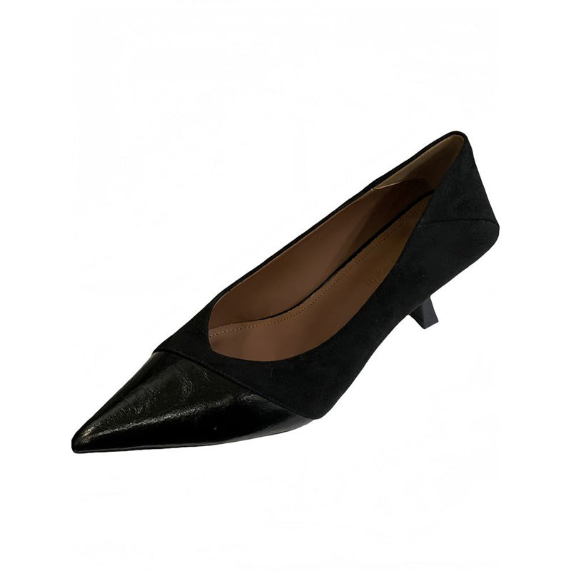 Damen spitze Pumps aus hochwertigem Veloursleder und Lack R&B