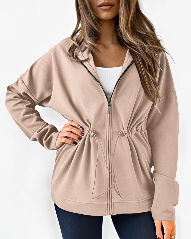 Damen lässige Kapuzenjacke mit regulierbarem Bund R&B