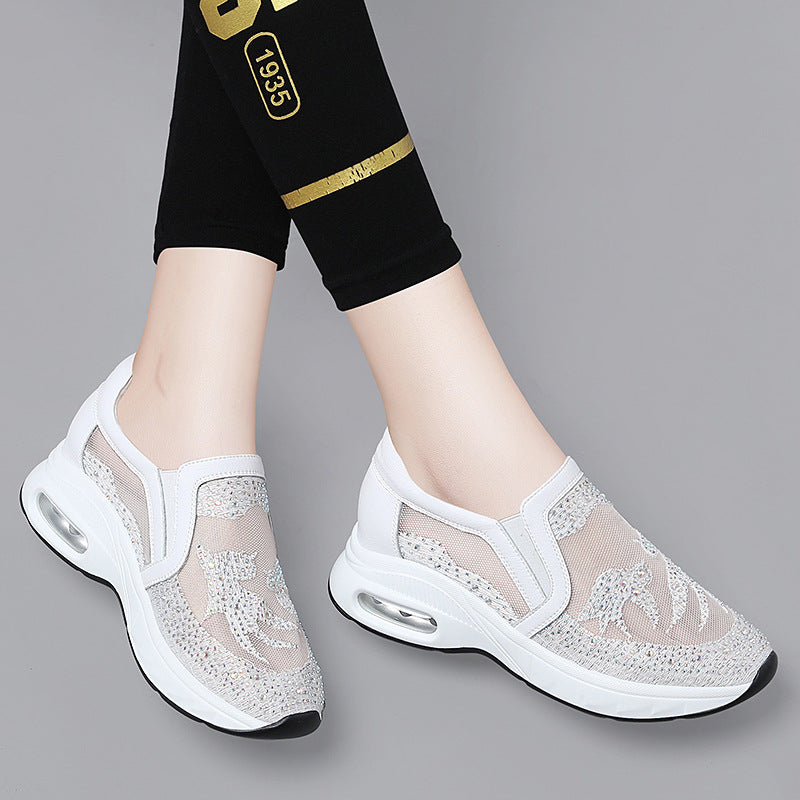 Damen Modische Mesh-Sneakers mit Glitzerakzenten R&B
