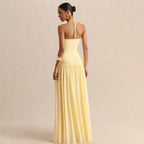 Damen Elegantes Abendkleid mit Off-Shoulder-Design und Fließendem Cape R&B