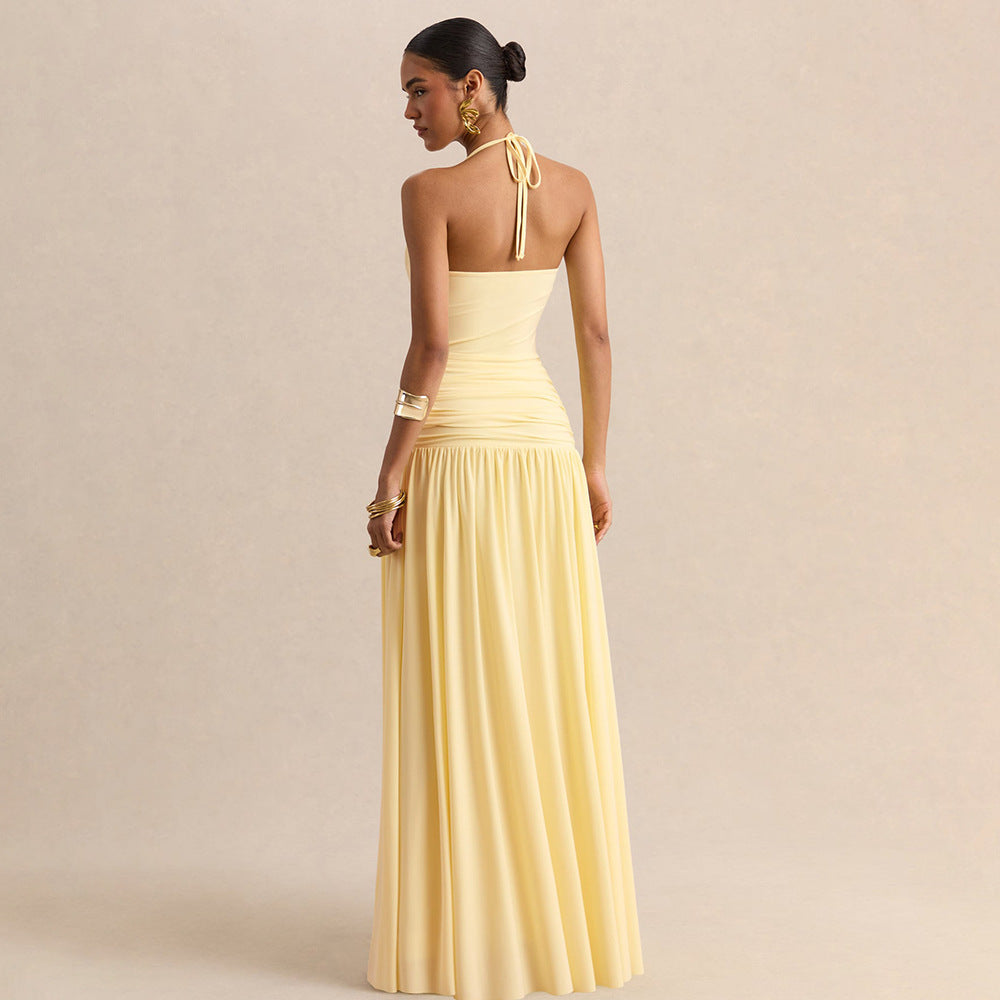 Damen Elegantes Abendkleid mit Off-Shoulder-Design und Fließendem Cape R&B