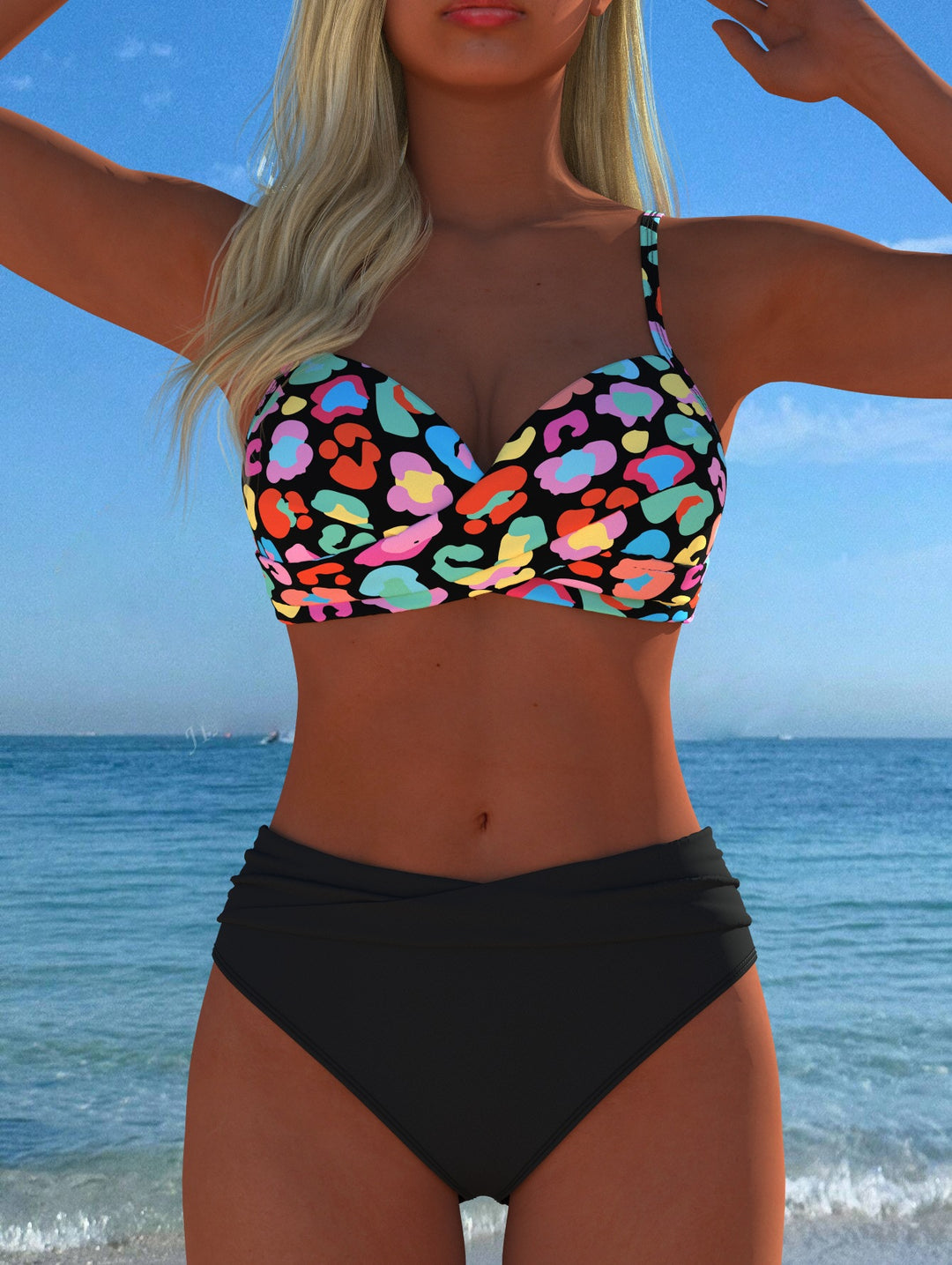 Damen Bikini-Set mit formendem Bustier und hoher Taille R&B