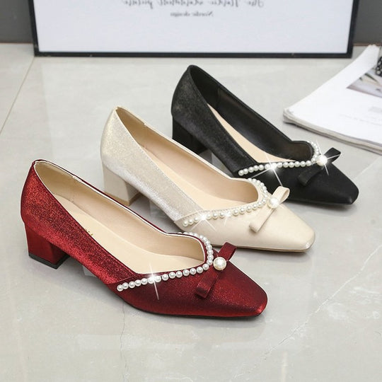 Damen elegante Pumps mit dekorativer Perlenverzierung R&B
