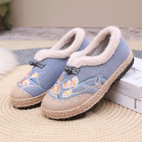 Damen Gemütliche und elegante Hausschuhe mit floraler Stickerei R&B