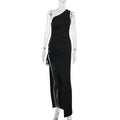 Damen Maxikleid mit asymmetrischem Schnitt und Raffung R&B