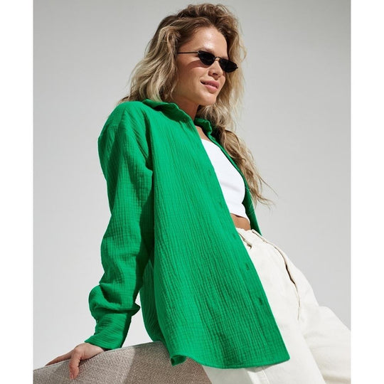 Damen Lässige Bluse im leichten Karo-Design mit langem Arm R&B