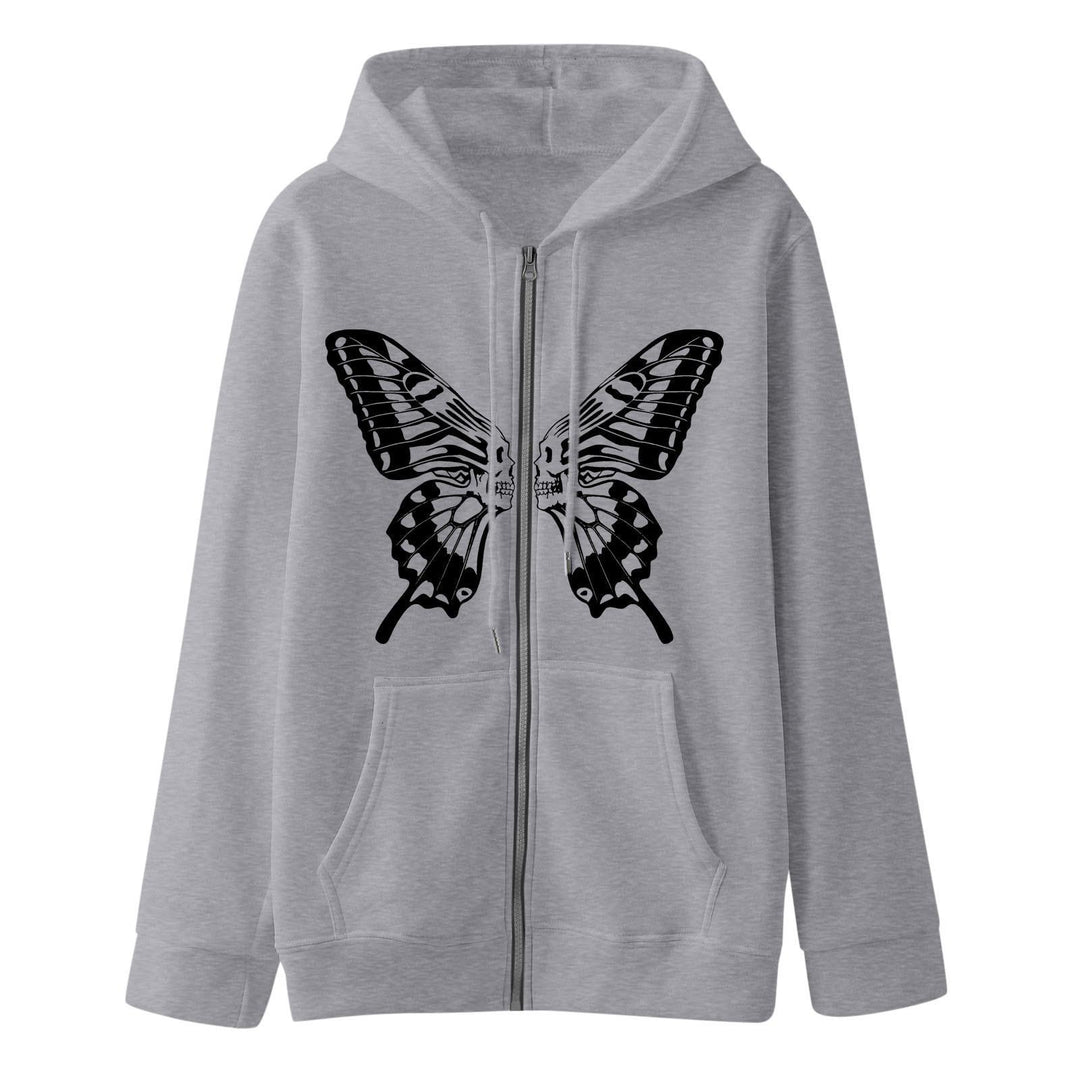 Damen Kapuzensweatjacke mit einzigartigem Schmetterlingsdruck R&B