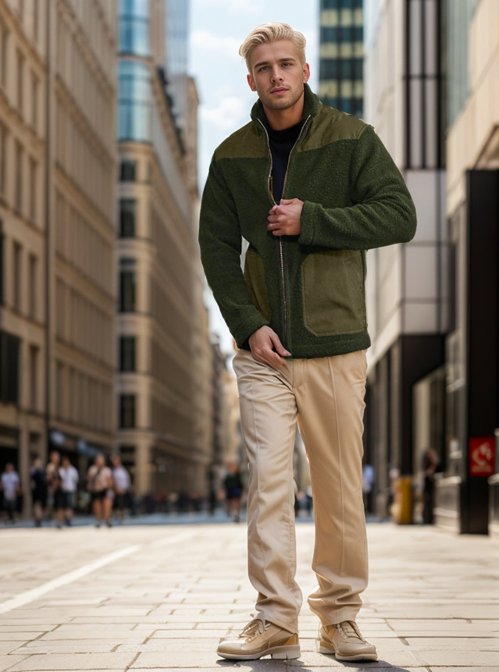 Herren kuschelige Fleecejacke mit raffinierten Taschen R&B