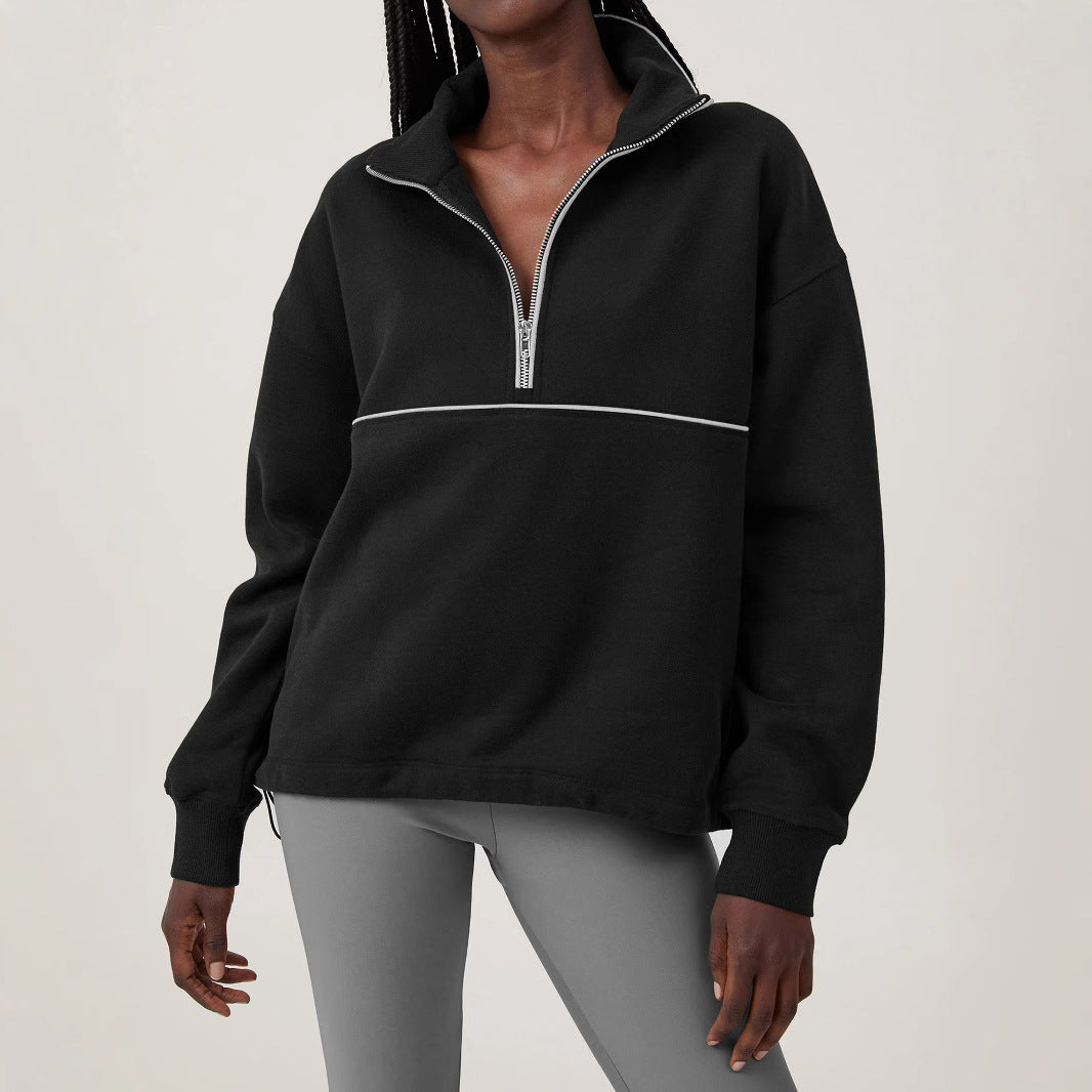 Damen Sportpullover mit hohem Kragen und Reißverschluss R&B