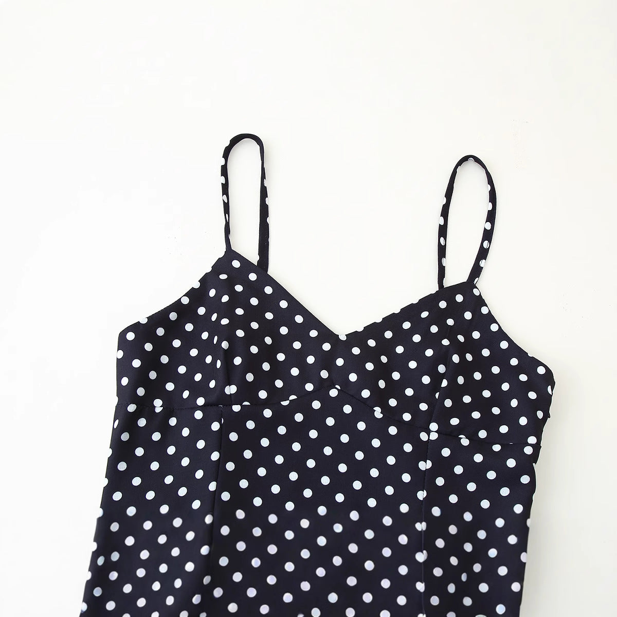 Damen Midikleid mit zarten Spaghetti-Trägern und verspieltem Polka-Dots-Design R&B