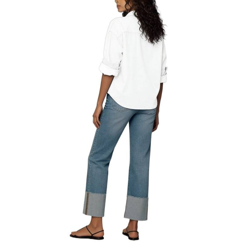Damen Designer Jeans im modernen Boyfriend-Stil mit einzigartigen Detailverarbeitungen R&B