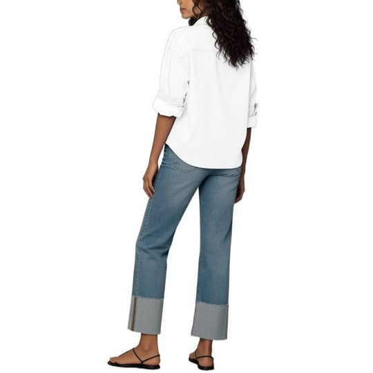 Damen Designer Jeans im modernen Boyfriend-Stil mit einzigartigen Detailverarbeitungen R&B