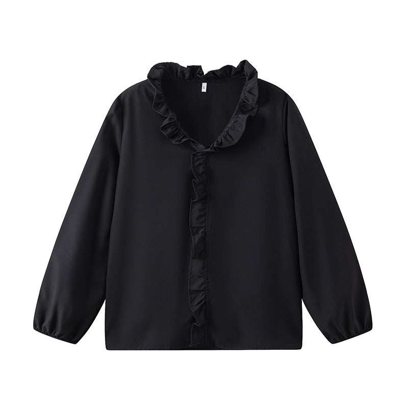 Damen Bluse mit Rüschendetails und elegantem Stehkragen R&B