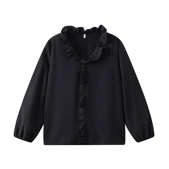 Damen Bluse mit Rüschendetails und elegantem Stehkragen R&B