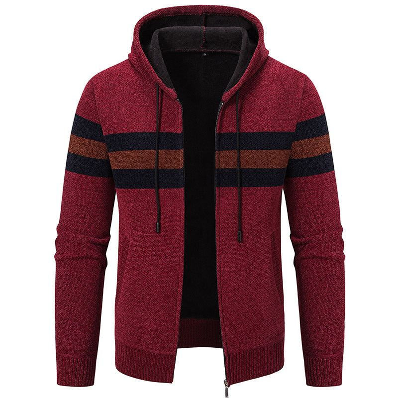 Herren modische Kapuzenjacke mit strukturiertem Design und elegantem Innenkragen
