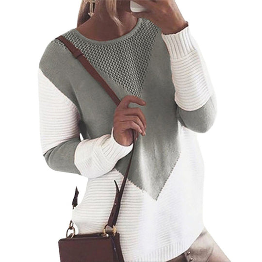 Damen modischer Pullover mit geometrischem Design und strukturierten Ärmeln R&B