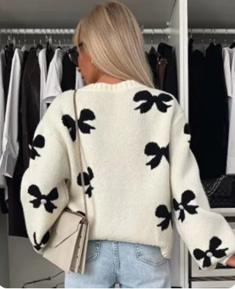 Damen Strickjacke mit dekorativen Schleifen und glänzenden Akzenten R&B