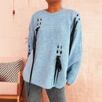 Damen modischer Oversize-Pullover mit einzigartigen Schnürdetails R&B